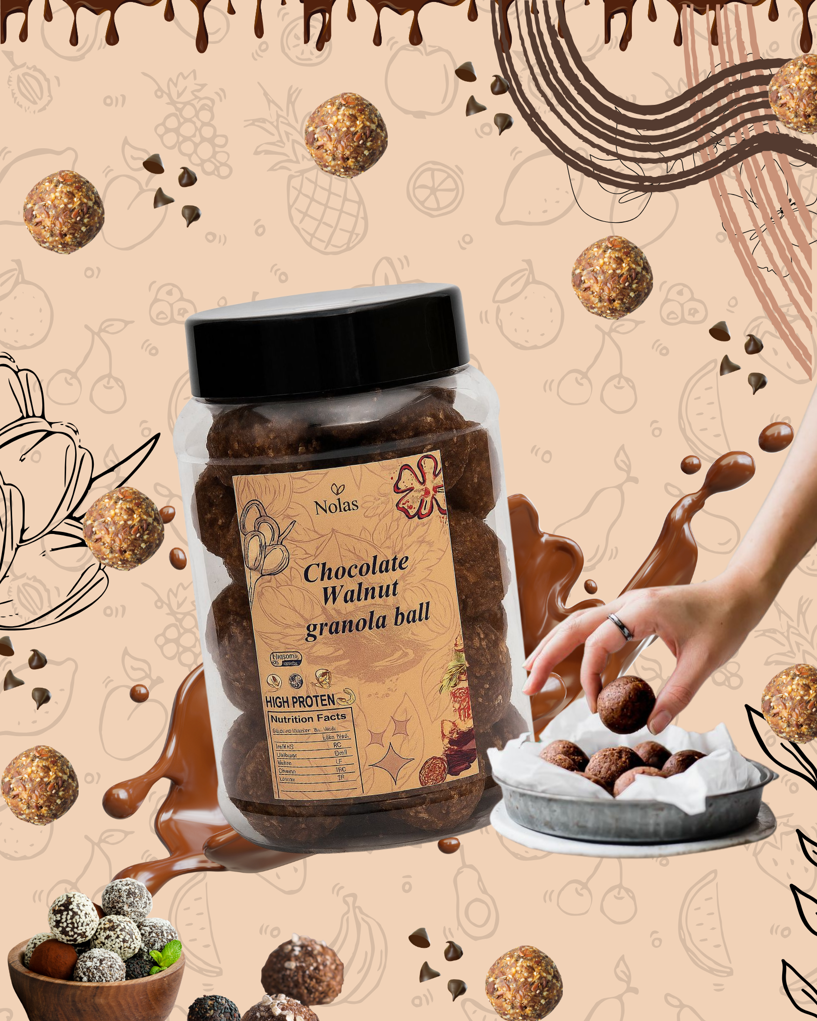 Chocolate Coconut Granola Energy Balls –  No Refined Sugar